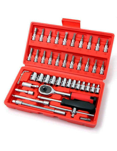 Juego de Herramientas con Matraca y Dados de Precisión, Kit de Llave de Trinquete Reversible con Puntas Intercambiables y Extensión, Estuche Organizador Mecánico para Mantenimiento Automotriz y Hogar